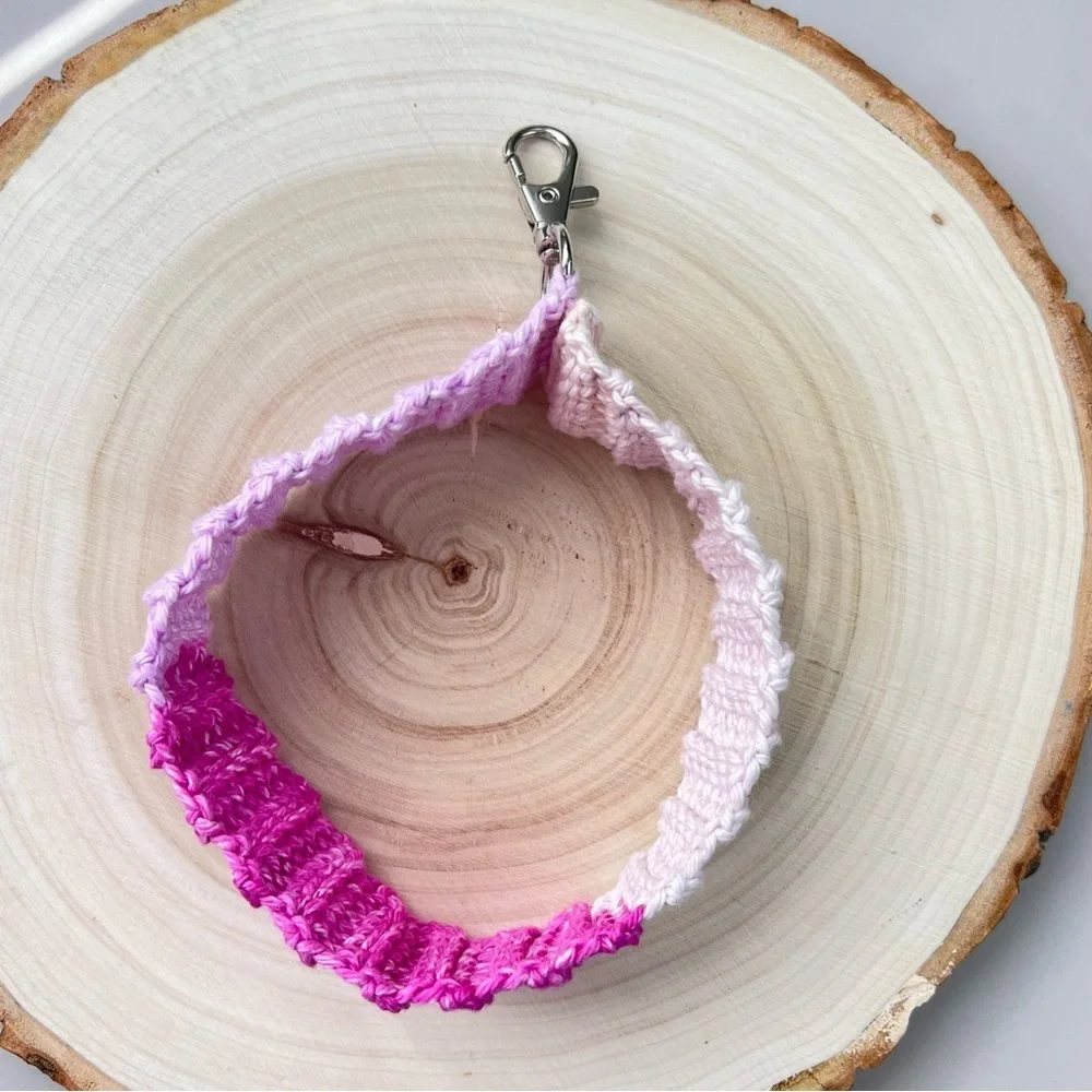 Crochet Handmade wristlet Ombré Dahlia Pastel Color keychain